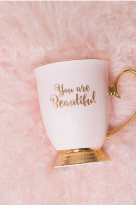 كوب شاي طويل بعبارة You're beautiful